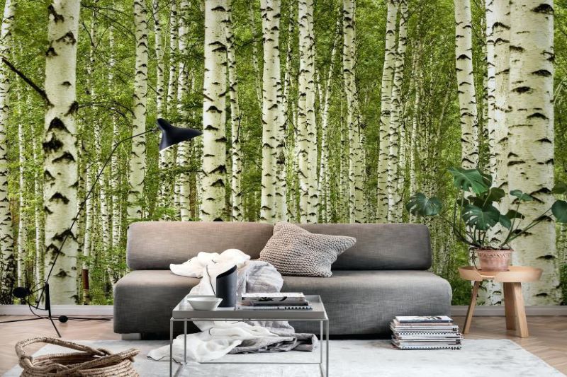 ColourDrive-Vinyl Wallpaper Palm Tree House Wall Wallpaper Design for Master Bedroom